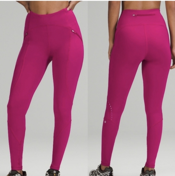Lululemon Rain Repellent High-Rise Running Tight 28" Wild Berry Size 6 - Picture 2 of 9